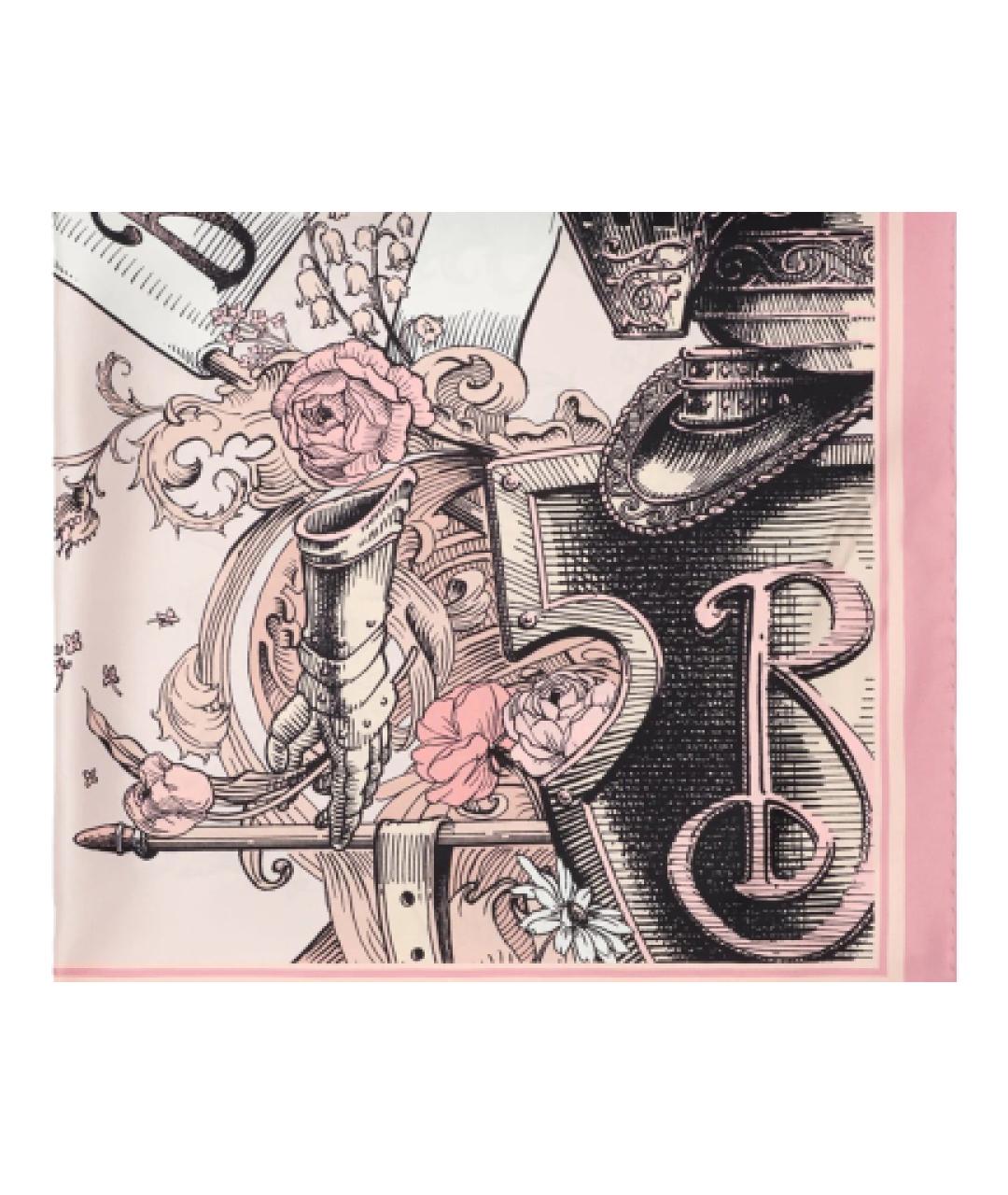 BURBERRY Розовый шелковый шарф, фото 3