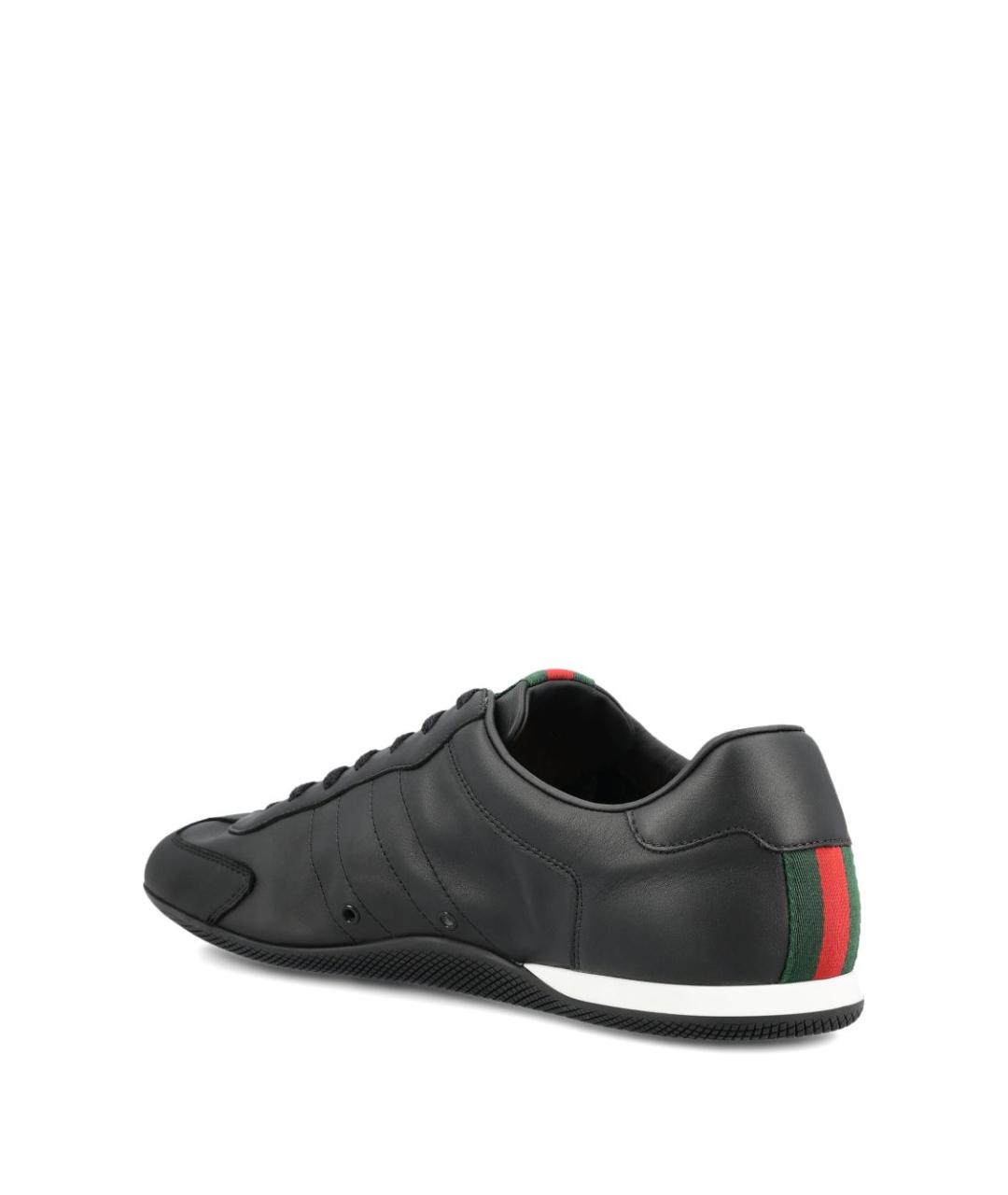 GUCCI Черные кожаные низкие кроссовки / кеды, фото 3