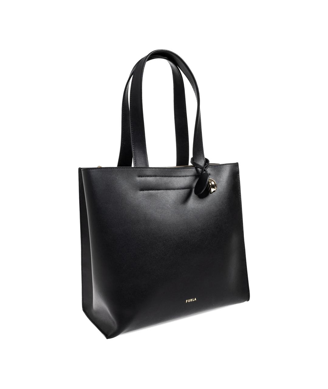 FURLA Черная кожаная сумка тоут, фото 2