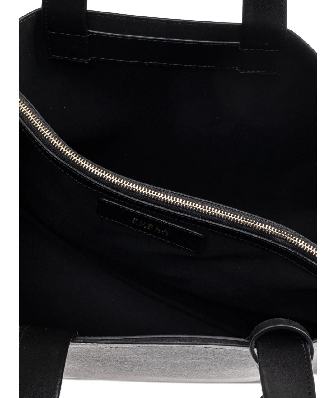 FURLA Черная кожаная сумка тоут, фото 5