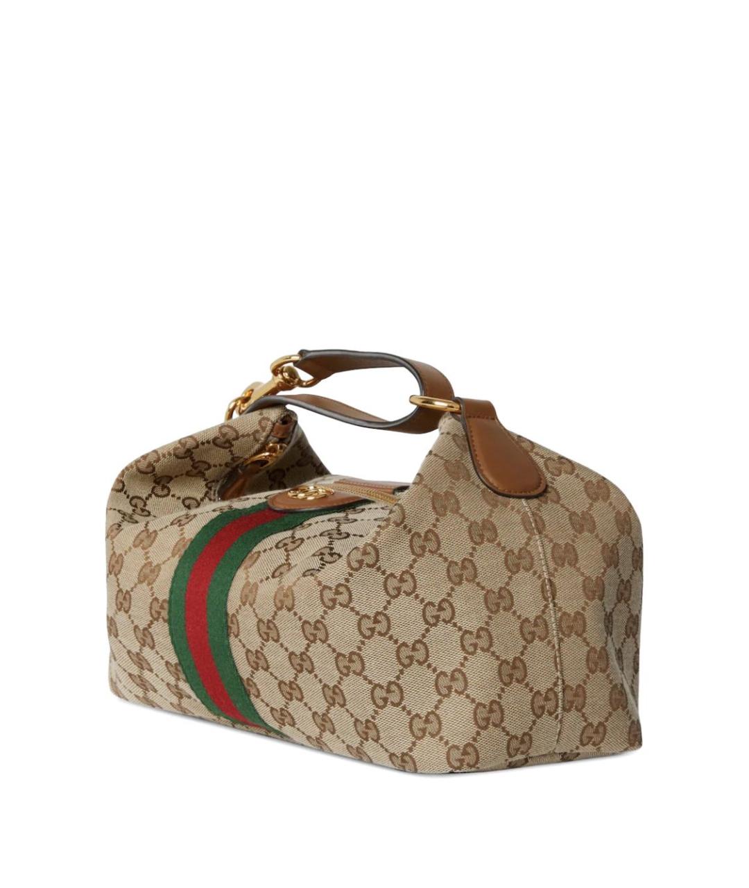 GUCCI Бежевая тканевая сумка с короткими ручками, фото 2