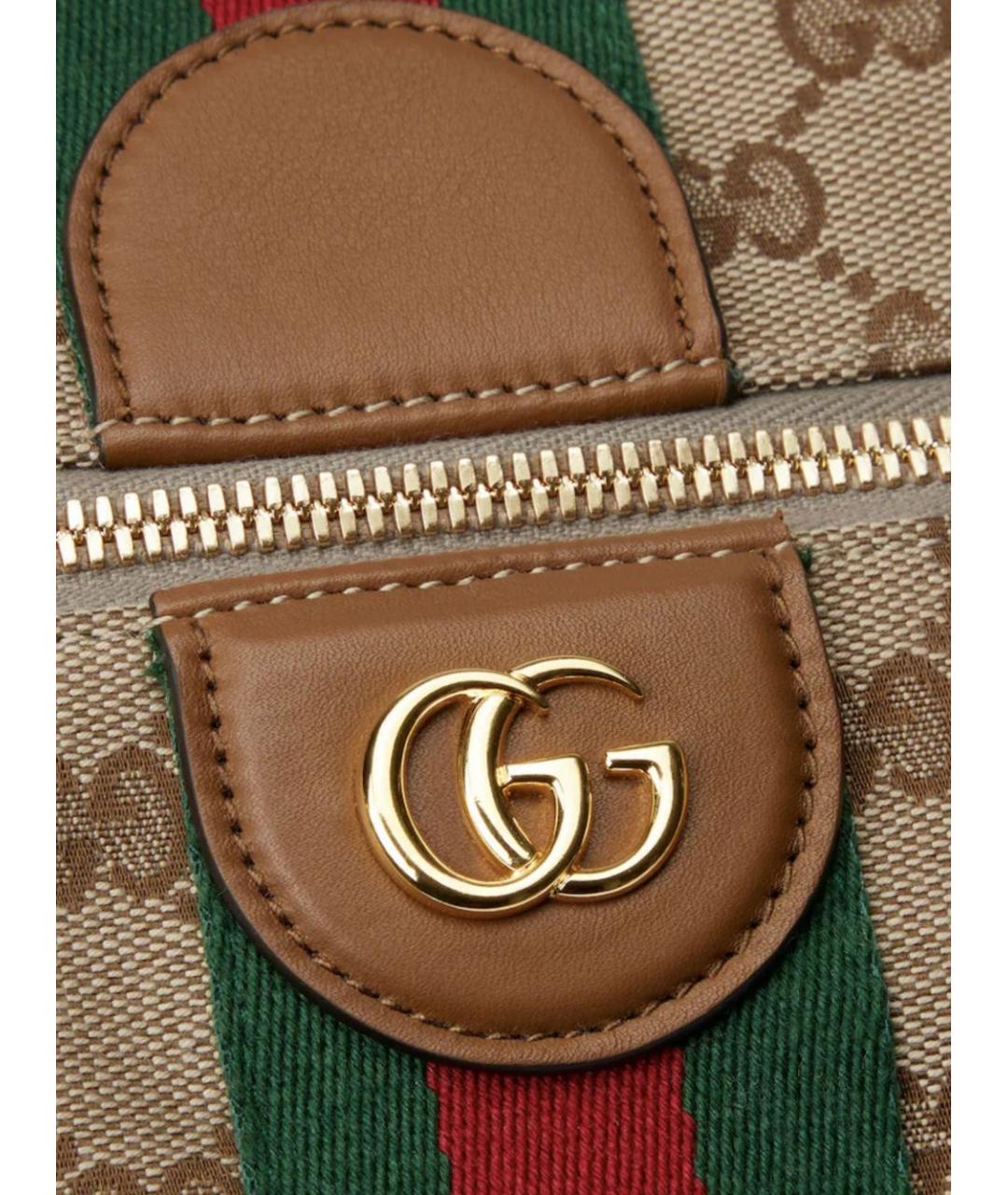 GUCCI Бежевая тканевая сумка с короткими ручками, фото 6