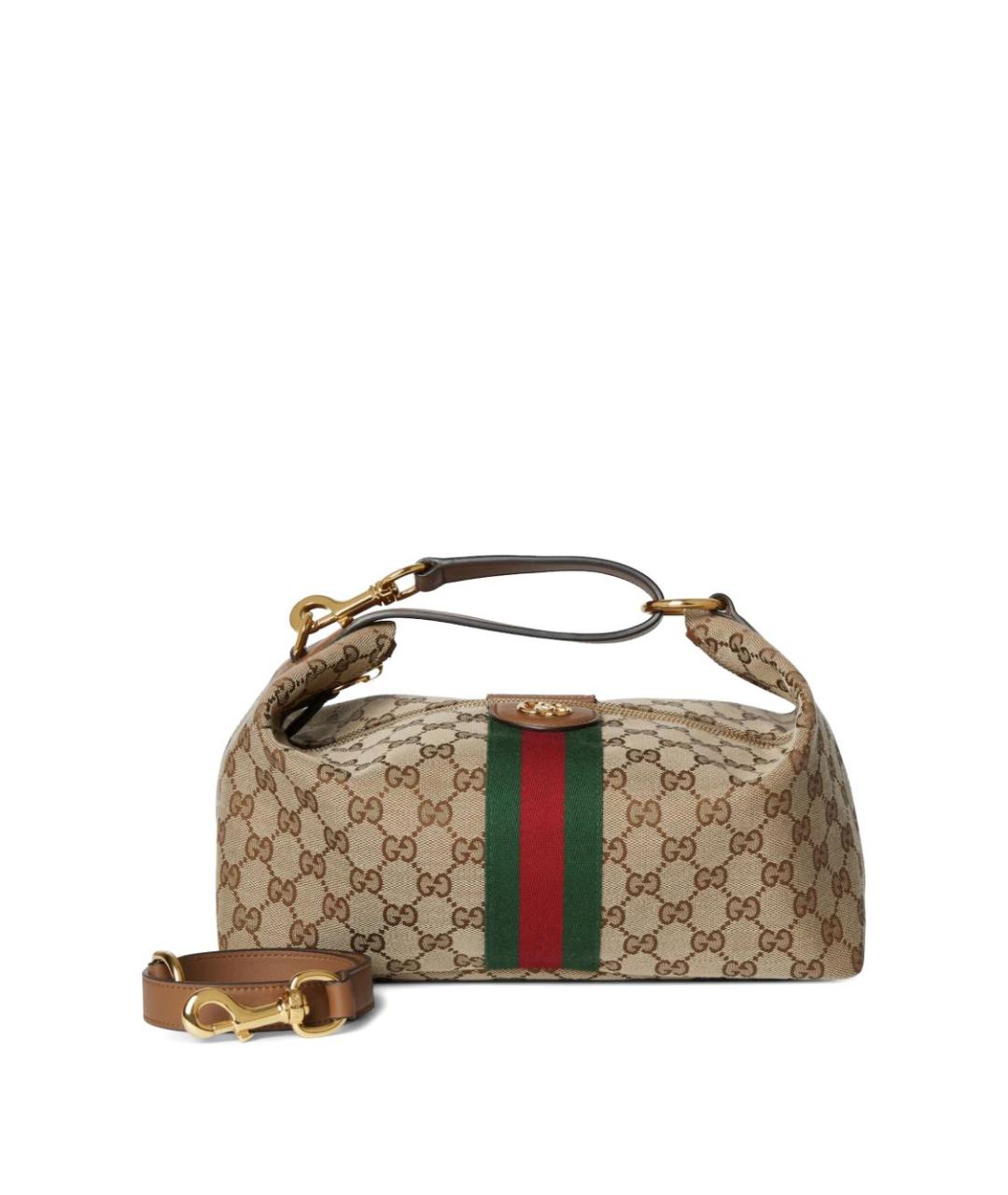 GUCCI Бежевая тканевая сумка с короткими ручками, фото 4