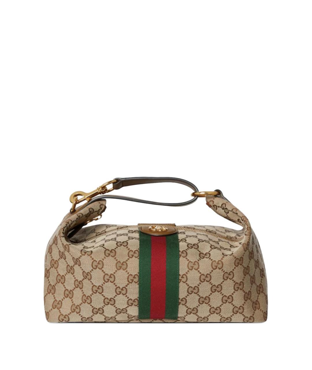 GUCCI Бежевая тканевая сумка с короткими ручками, фото 1