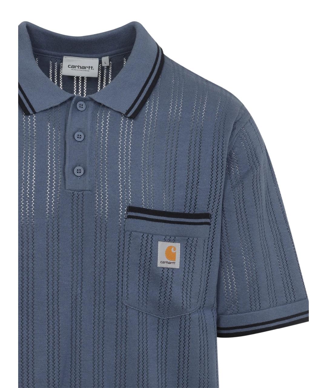 CARHARTT WIP Синее хлопковое поло с коротким рукавом, фото 2