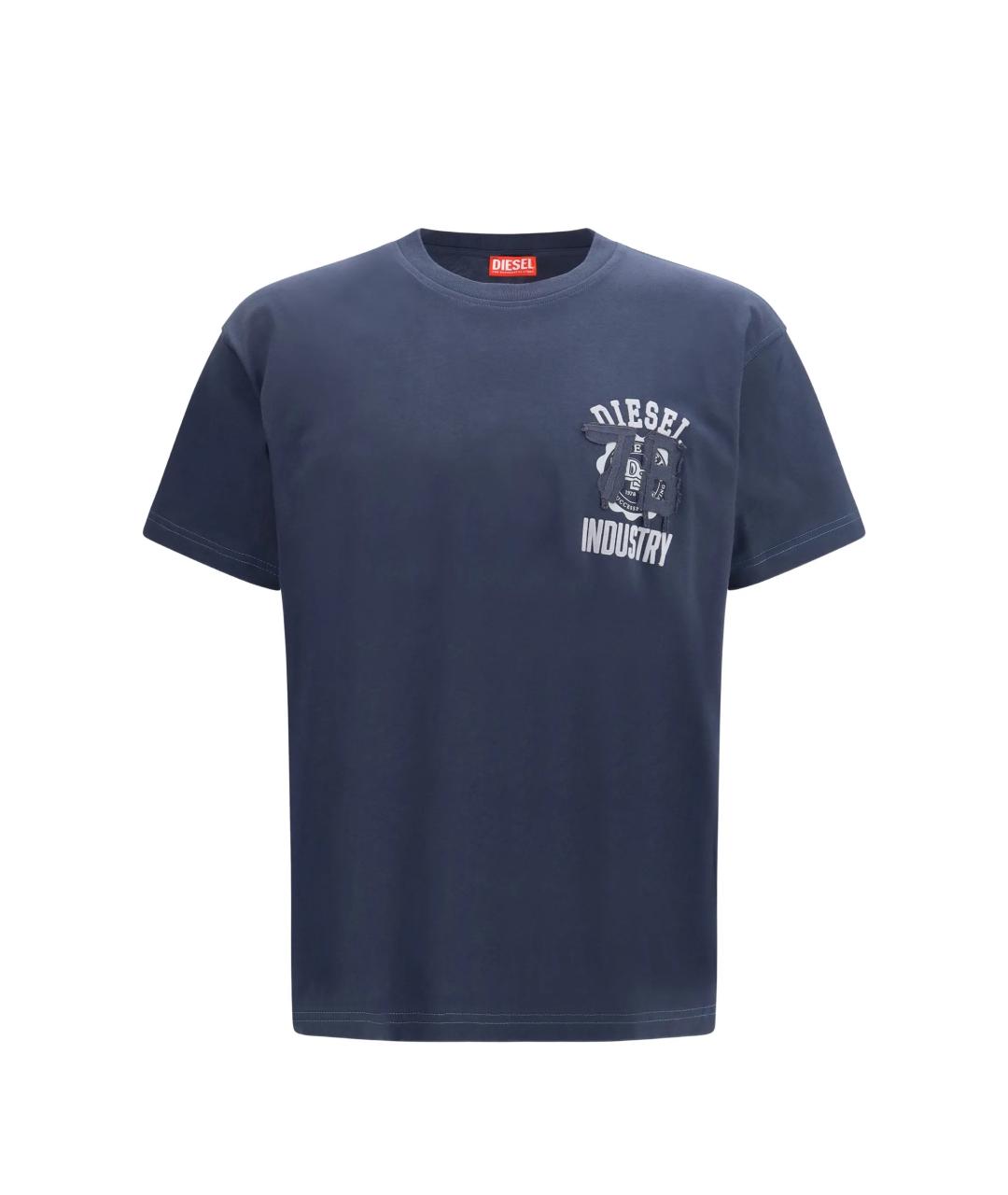 DIESEL Синяя хлопковая футболка, фото 1