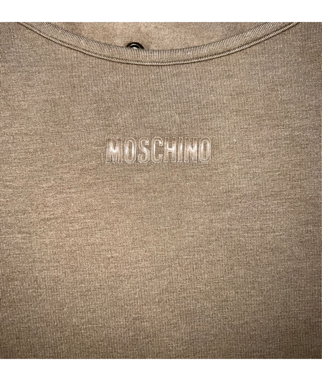 MOSCHINO Хаки хлопко-эластановое повседневное платье, фото 3