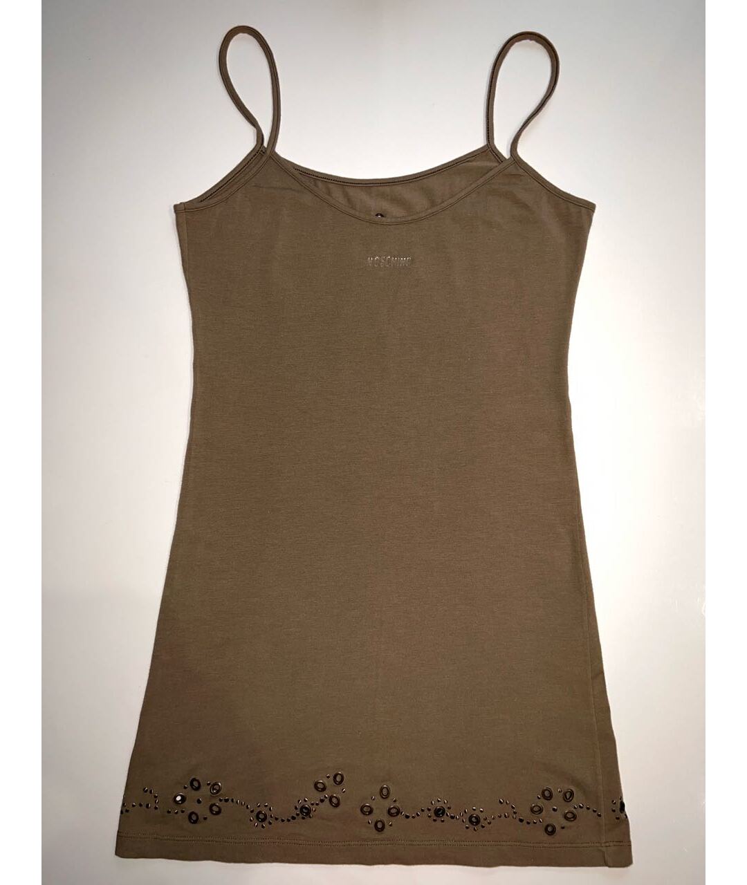 MOSCHINO Хаки хлопко-эластановое повседневное платье, фото 2