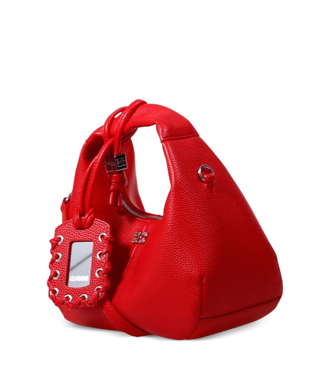 GANNI Красная сумка с короткими ручками из искусственной кожи, фото 3