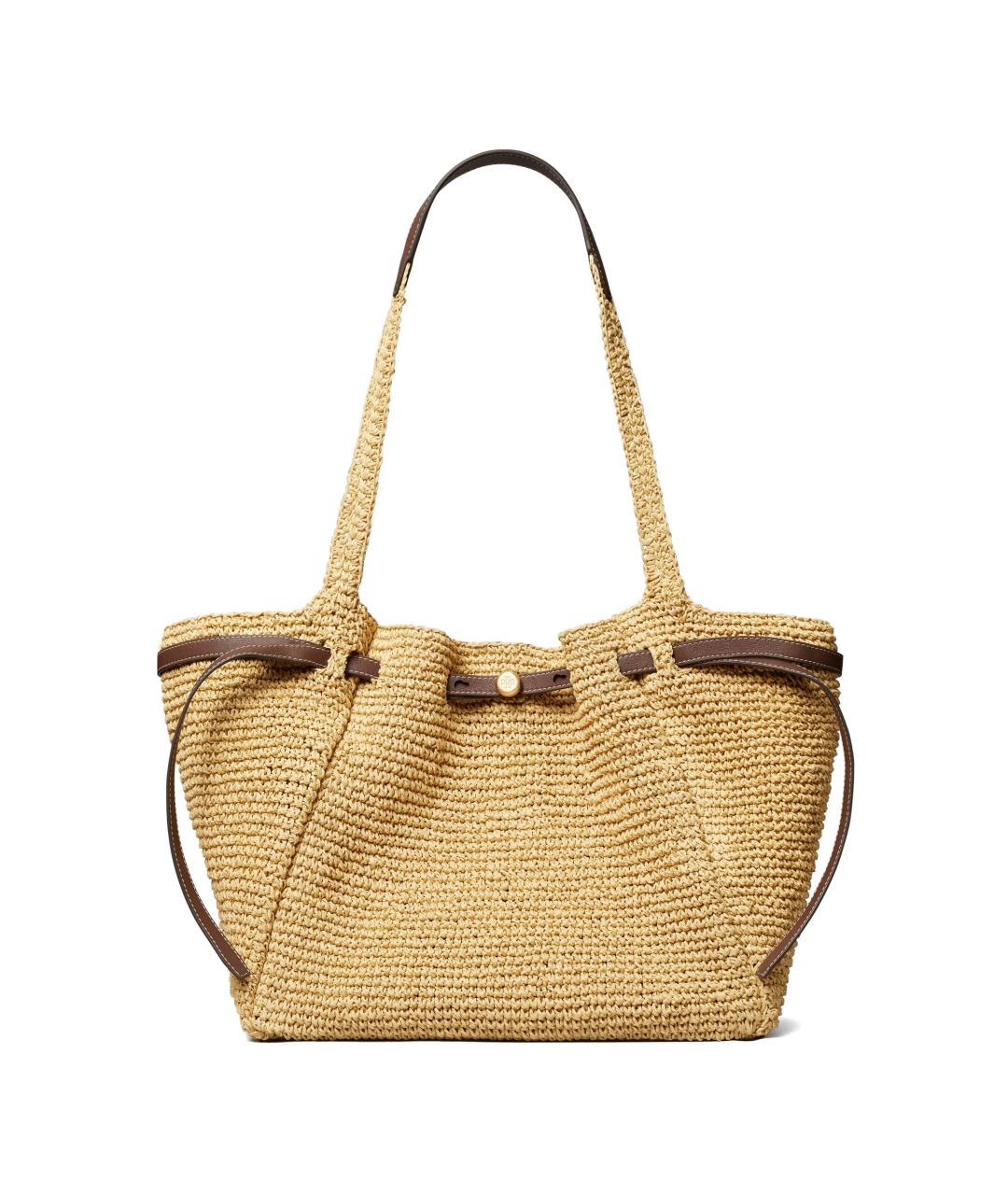 TORY BURCH Бежевая пелетеная сумка тоут, фото 1