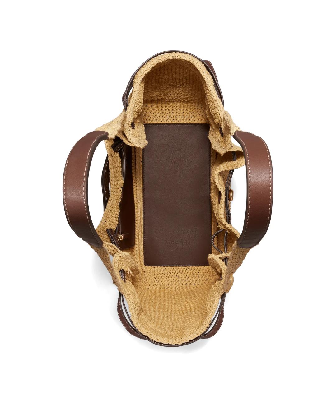 TORY BURCH Бежевая пелетеная сумка тоут, фото 3