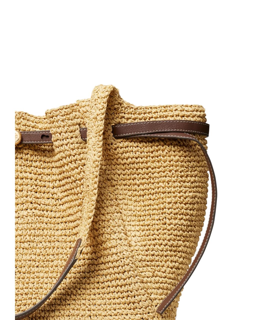 TORY BURCH Бежевая пелетеная сумка тоут, фото 4