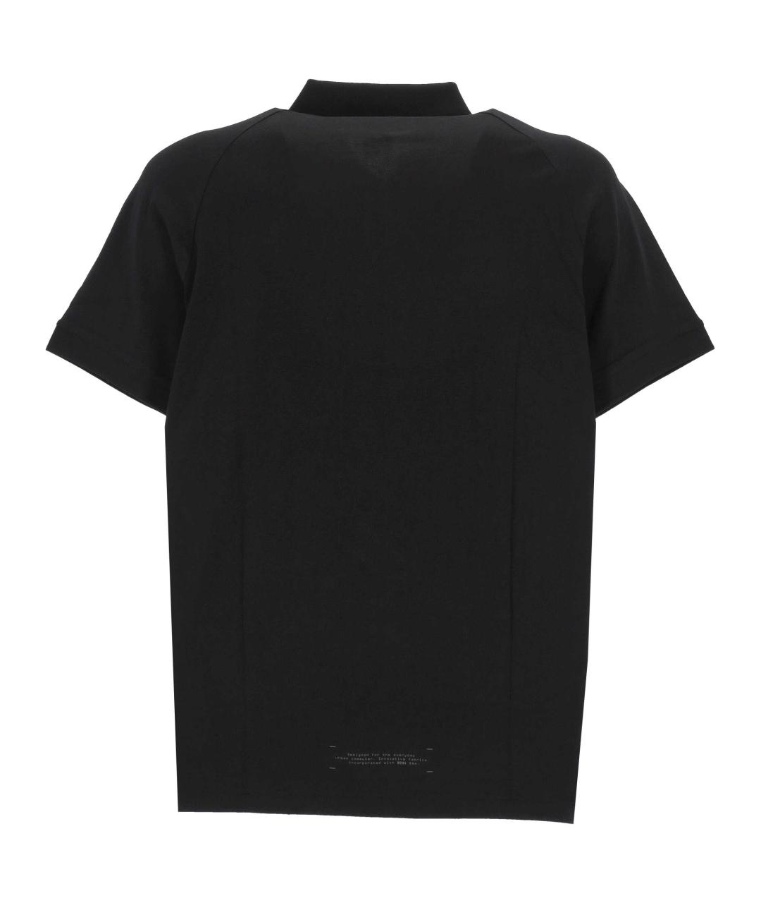 HUGO BOSS Черное хлопковое поло с коротким рукавом, фото 3