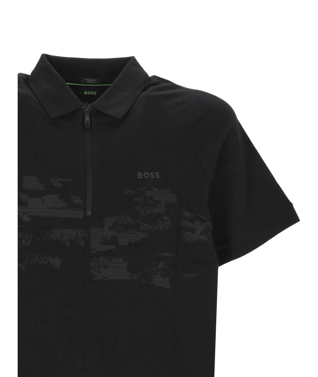 HUGO BOSS Черное хлопковое поло с коротким рукавом, фото 2