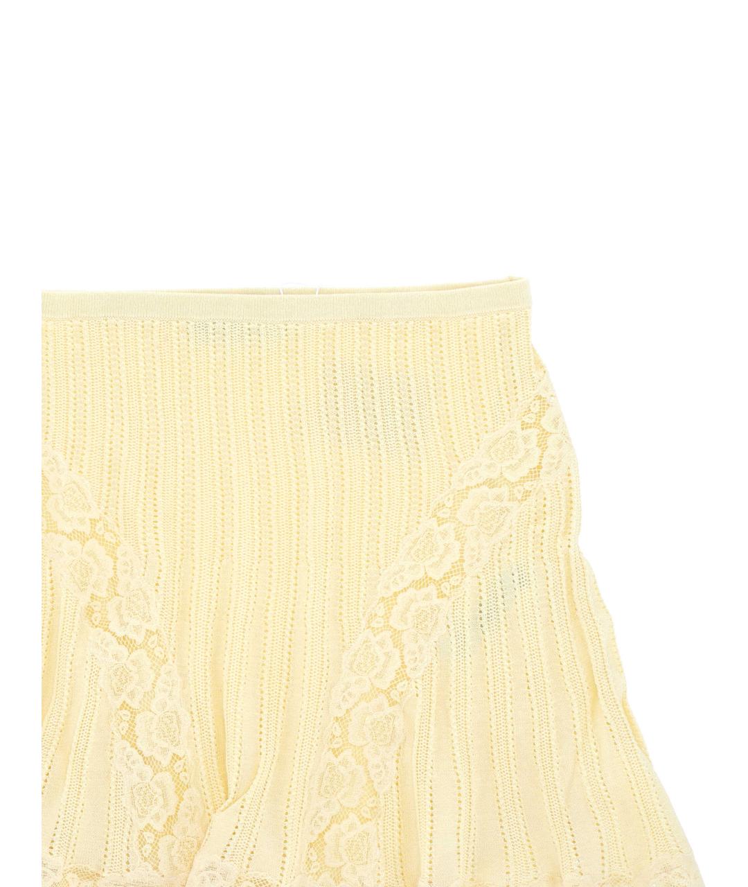 SELF-PORTRAIT Желтая вискозная юбка мини, фото 2