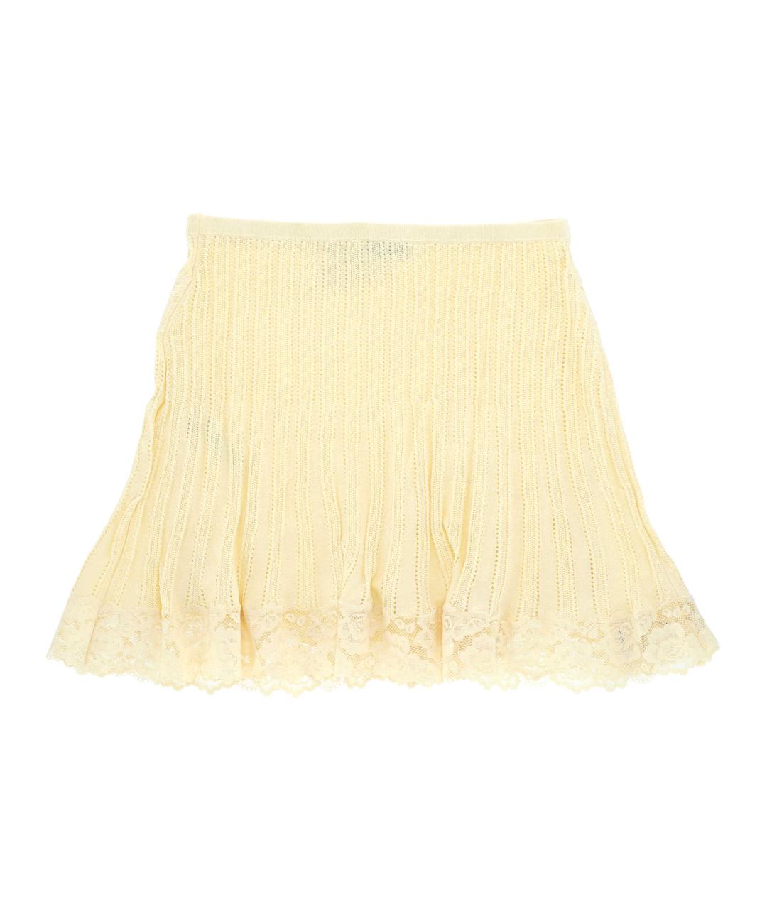 SELF-PORTRAIT Желтая вискозная юбка мини, фото 3