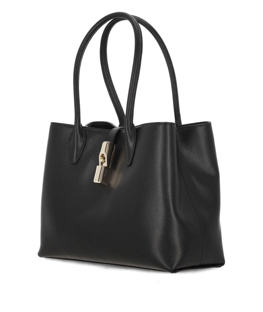 FURLA Черная кожаная сумка тоут, фото 2