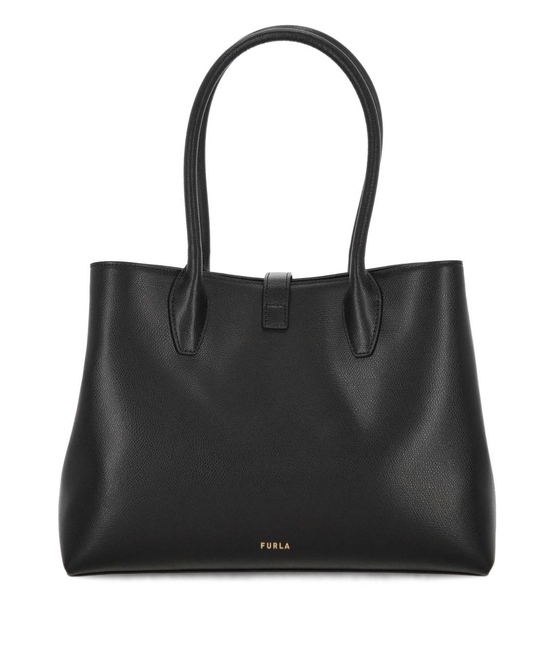 FURLA Черная кожаная сумка тоут, фото 3