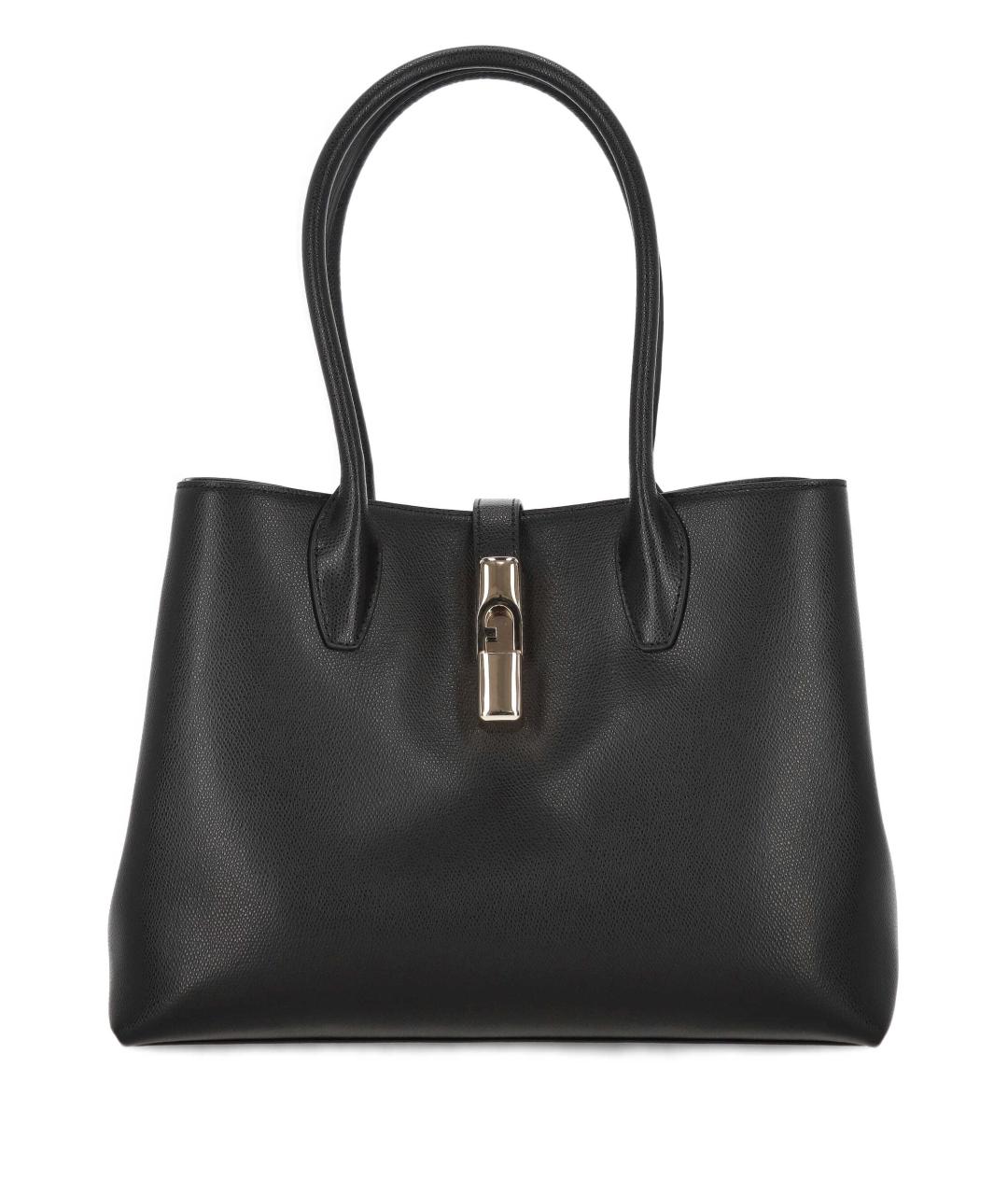 FURLA Черная кожаная сумка тоут, фото 1