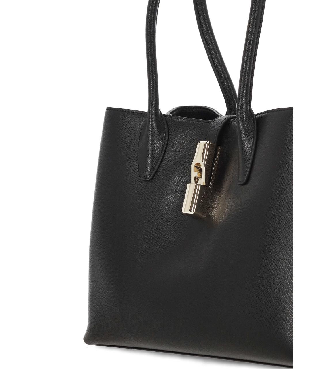 FURLA Черная кожаная сумка тоут, фото 4