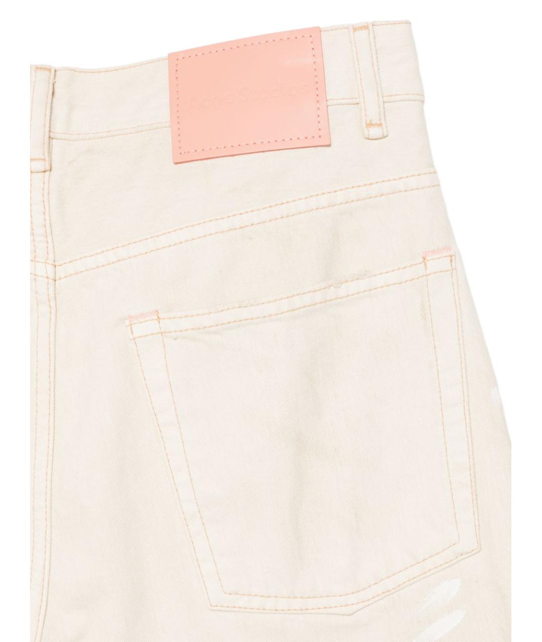 ACNE STUDIOS Белые хлопковые прямые джинсы, фото 3