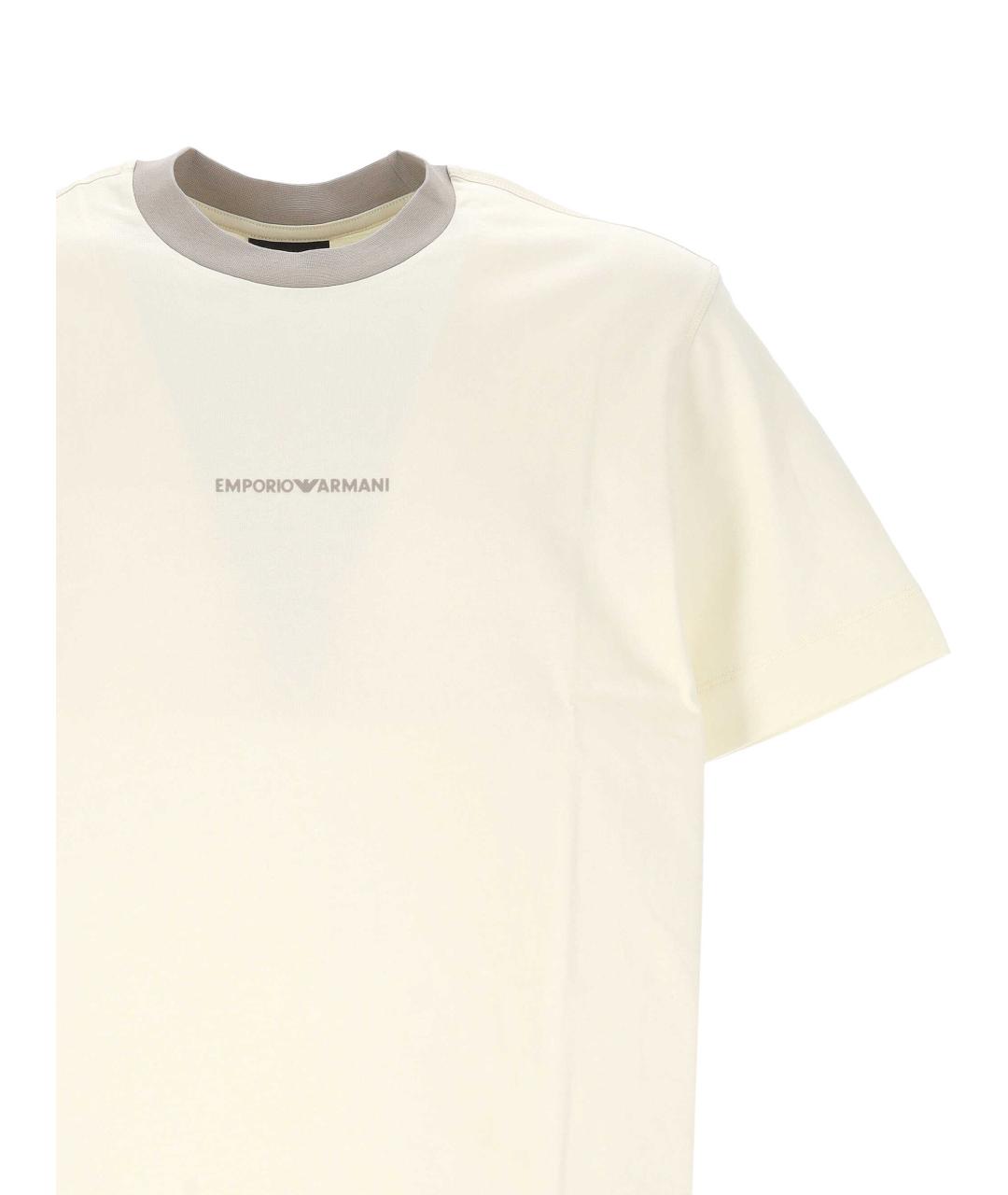 EMPORIO ARMANI Бежевая хлопковая футболка, фото 2