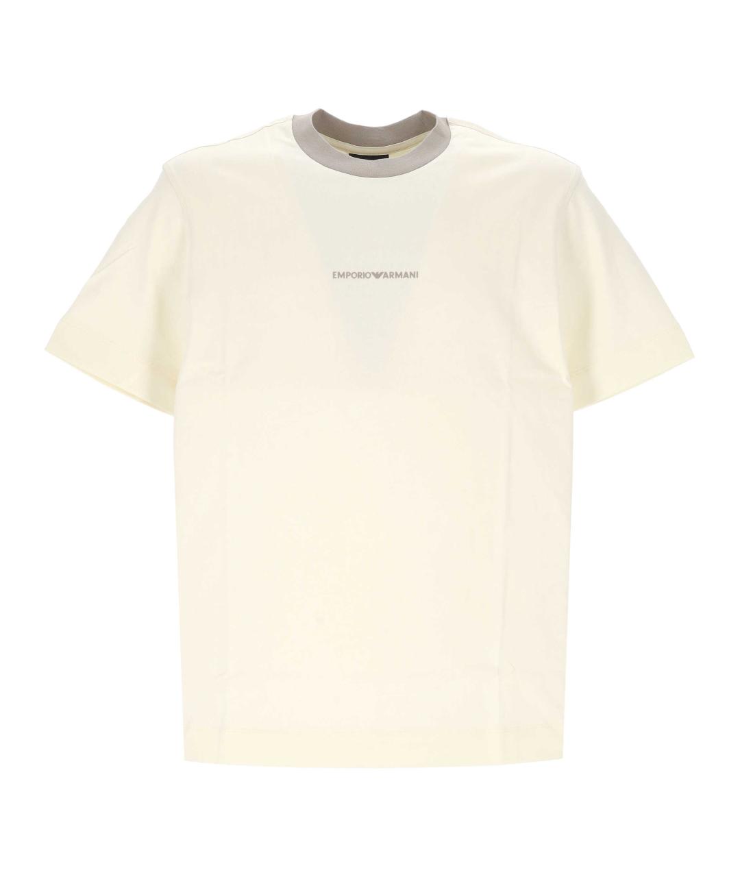EMPORIO ARMANI Бежевая хлопковая футболка, фото 1