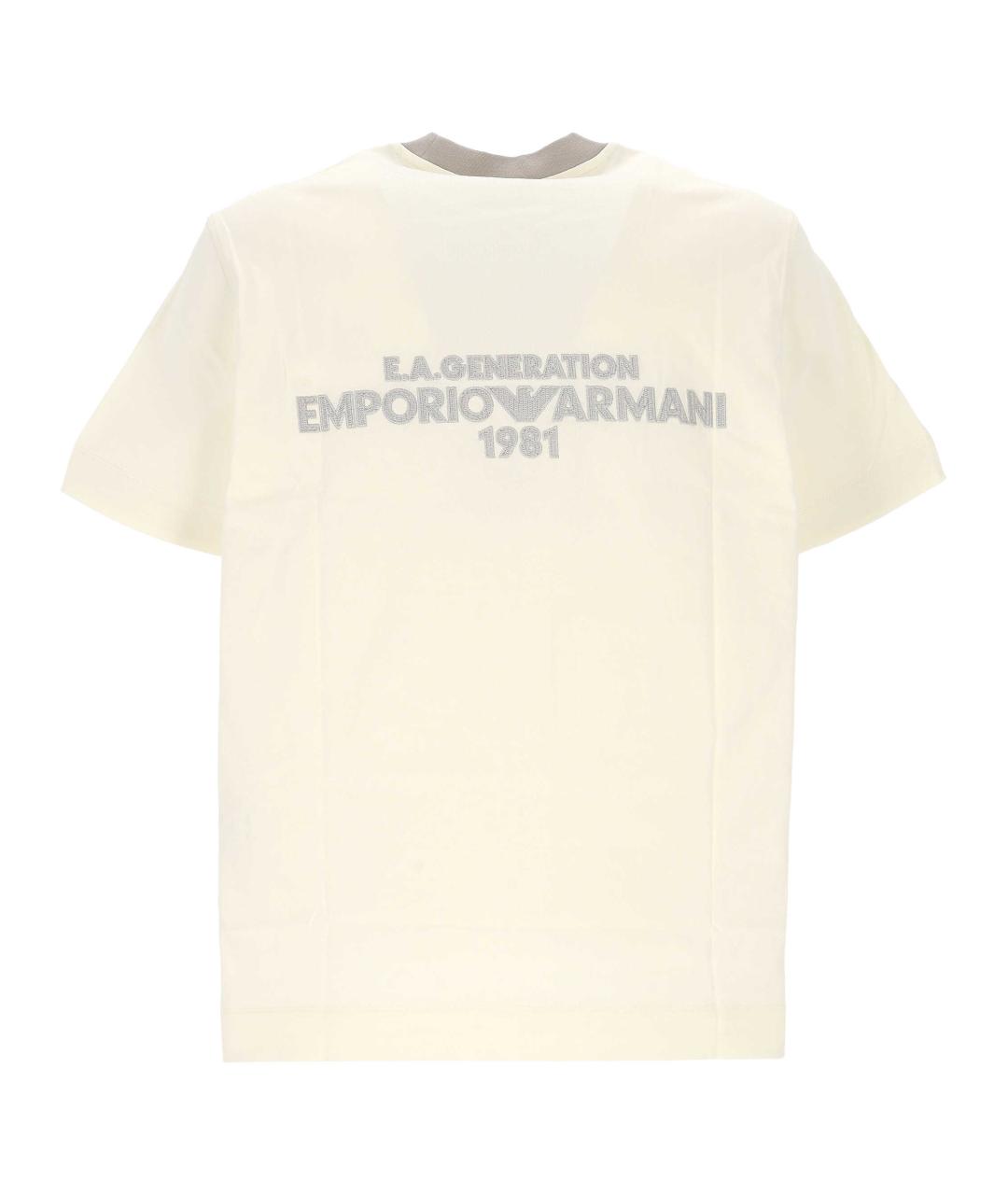 EMPORIO ARMANI Бежевая хлопковая футболка, фото 3
