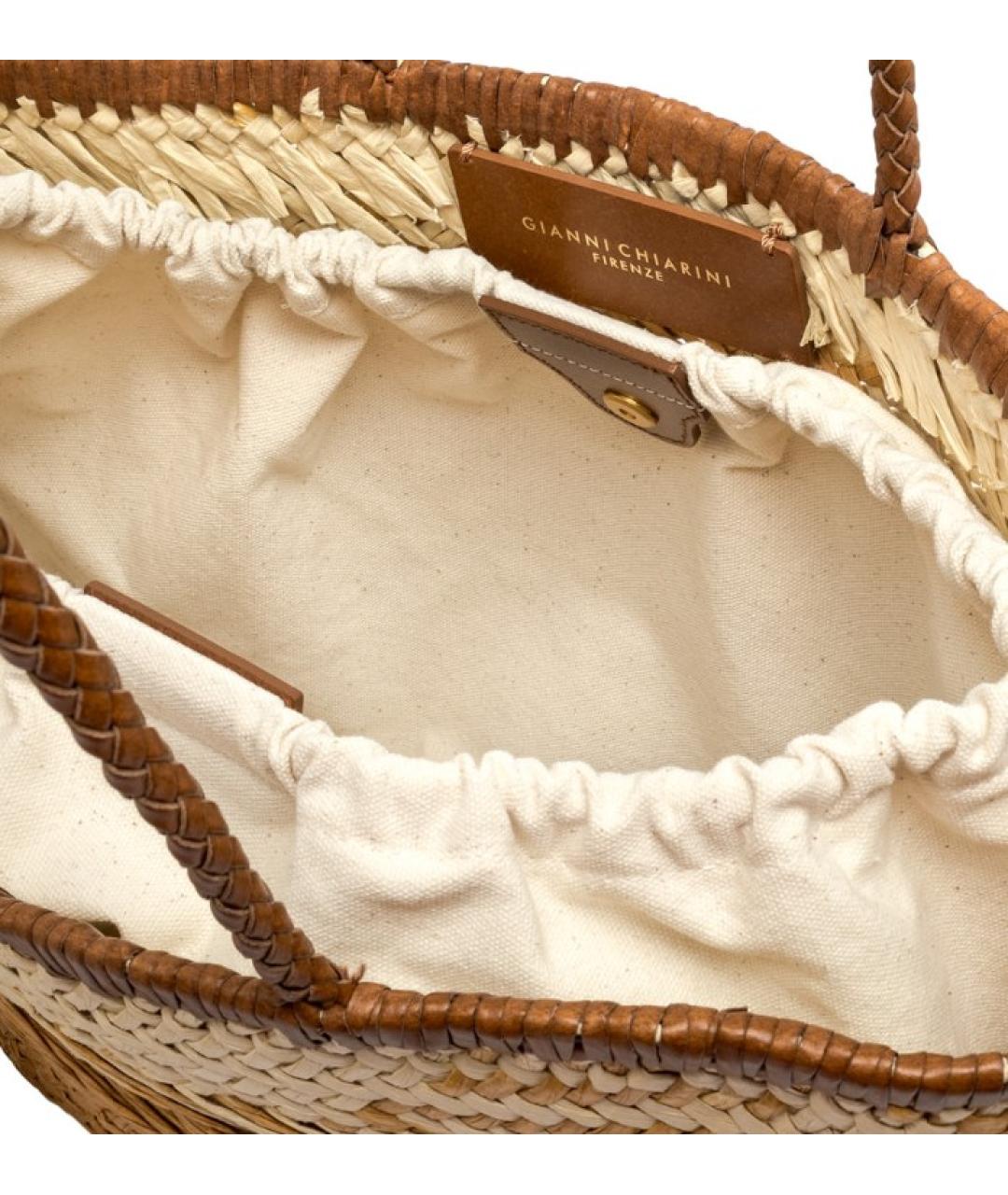 Gianni Chiarini Бежевая пелетеная сумка тоут, фото 4