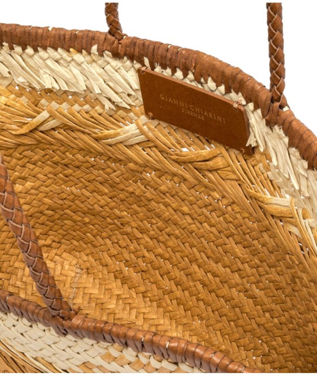 Gianni Chiarini Бежевая пелетеная сумка тоут, фото 5