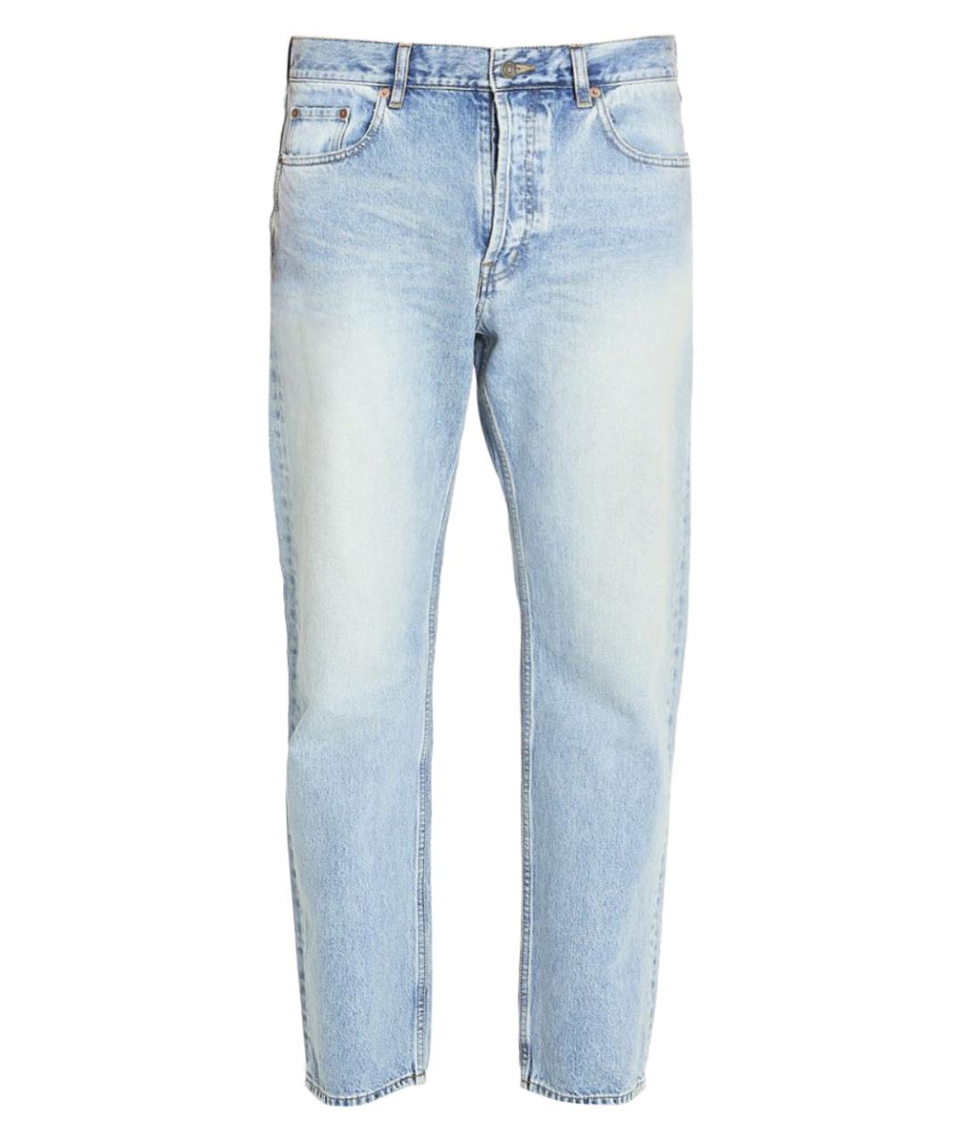 SAINT LAURENT Голубые хлопковые прямые джинсы, фото 1