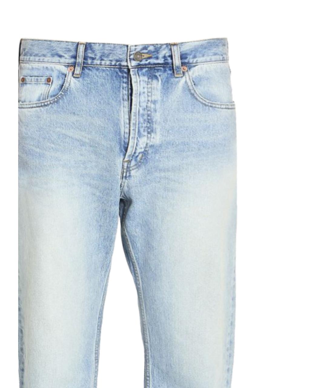 SAINT LAURENT Голубые хлопковые прямые джинсы, фото 2