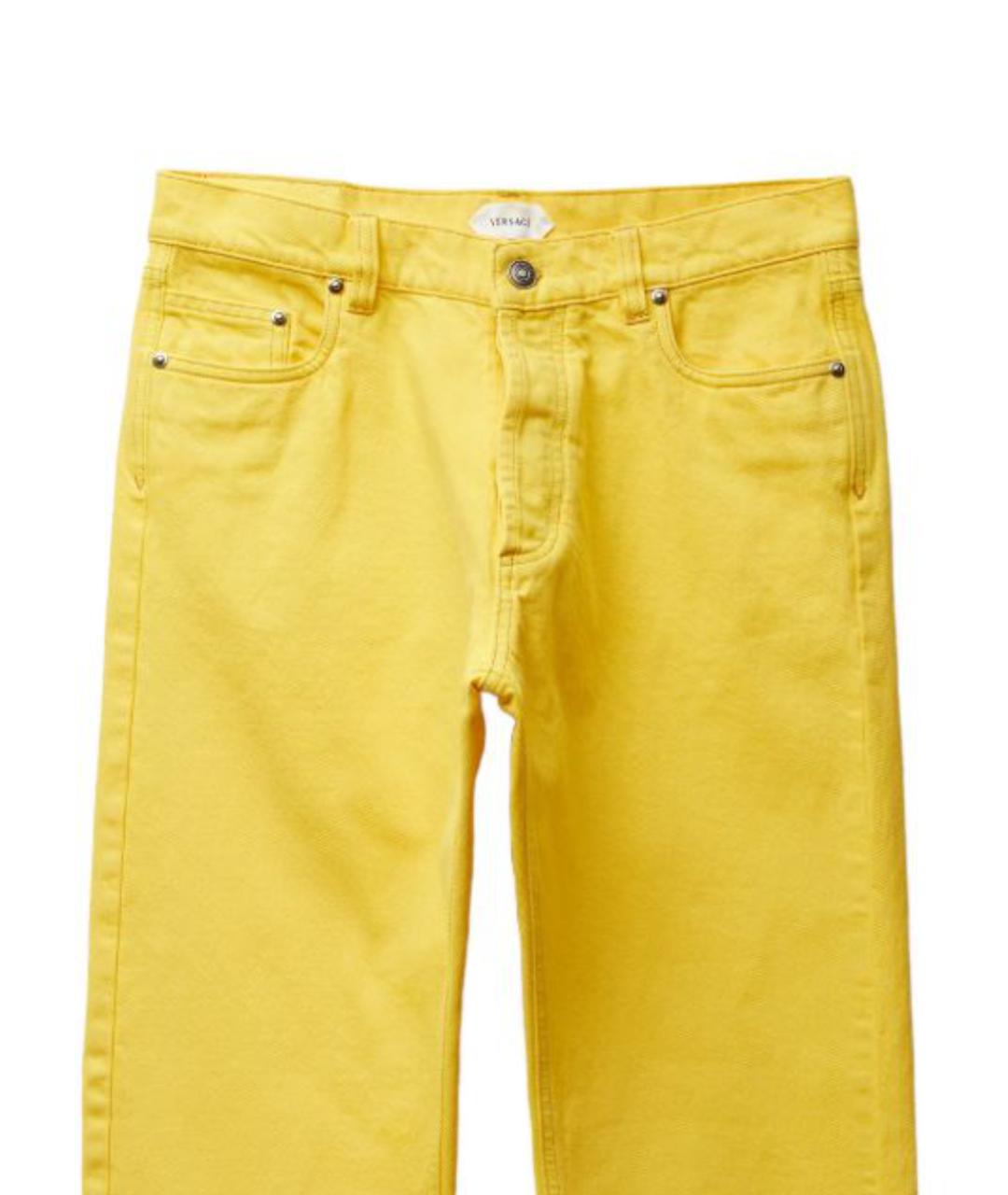 VERSACE Желтые прямые брюки, фото 2
