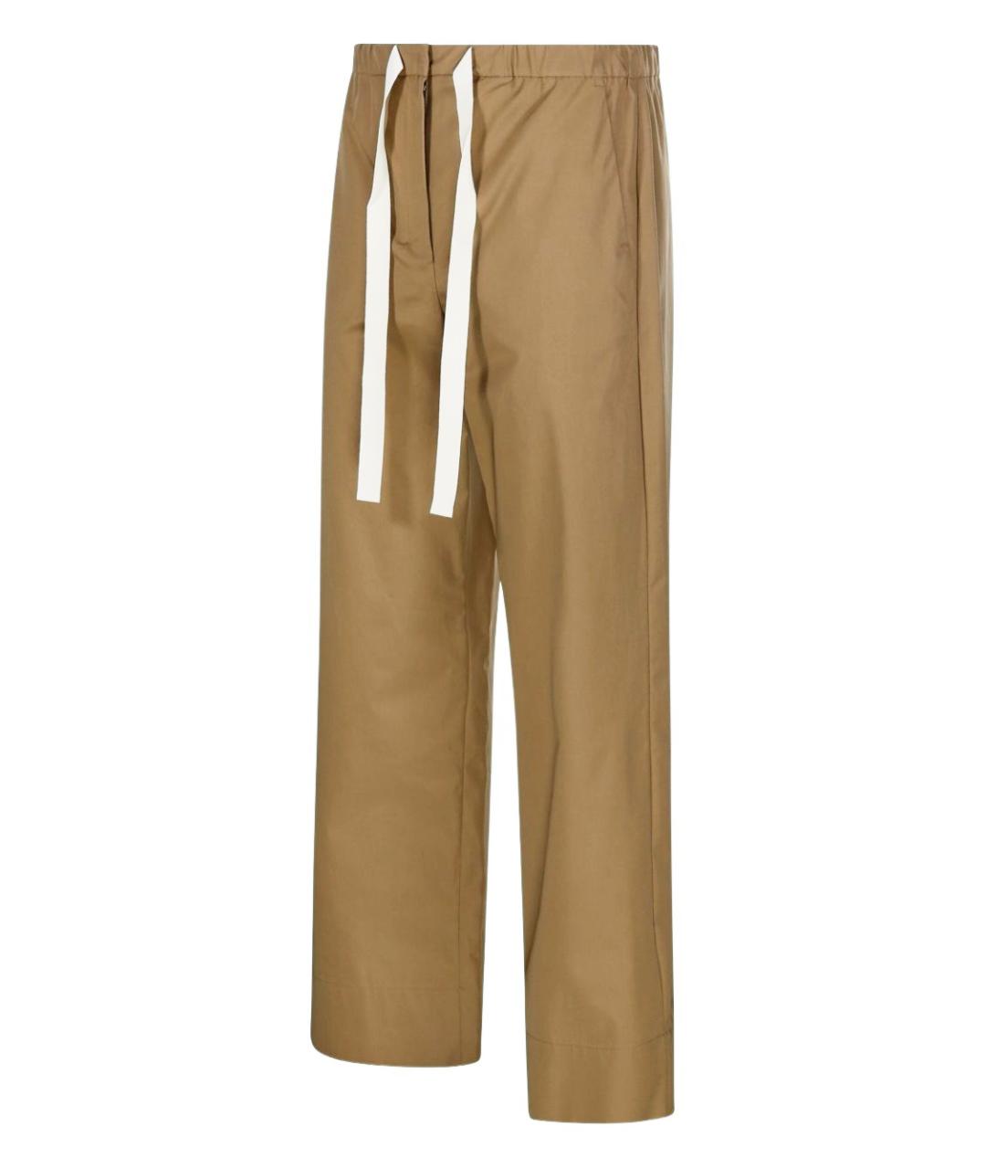 'S MAX MARA Бежевые хлопковые прямые брюки, фото 3