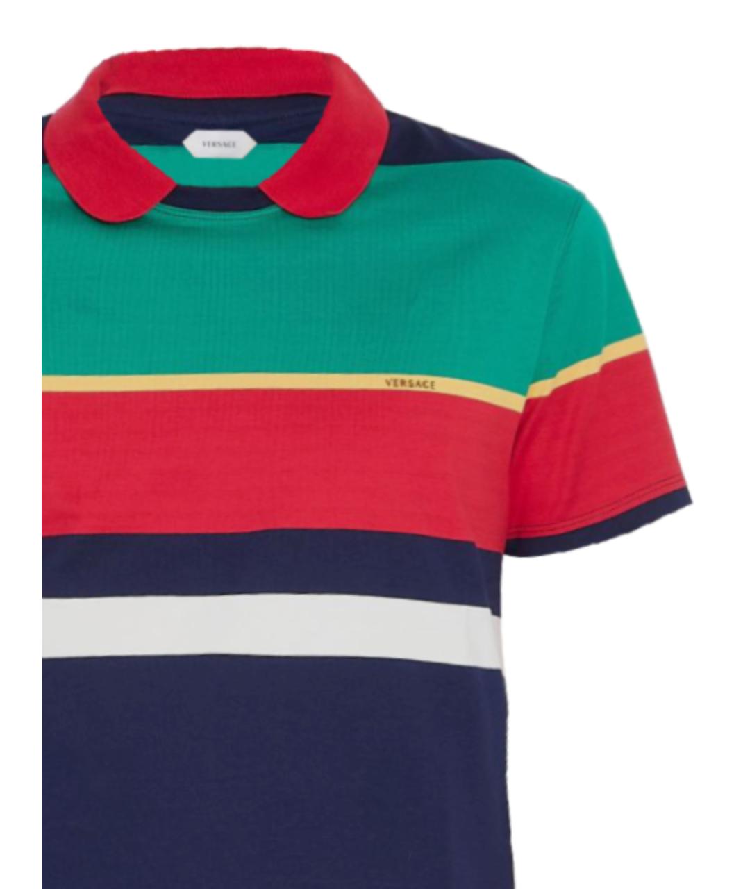 VERSACE Мульти хлопковое поло с коротким рукавом, фото 3