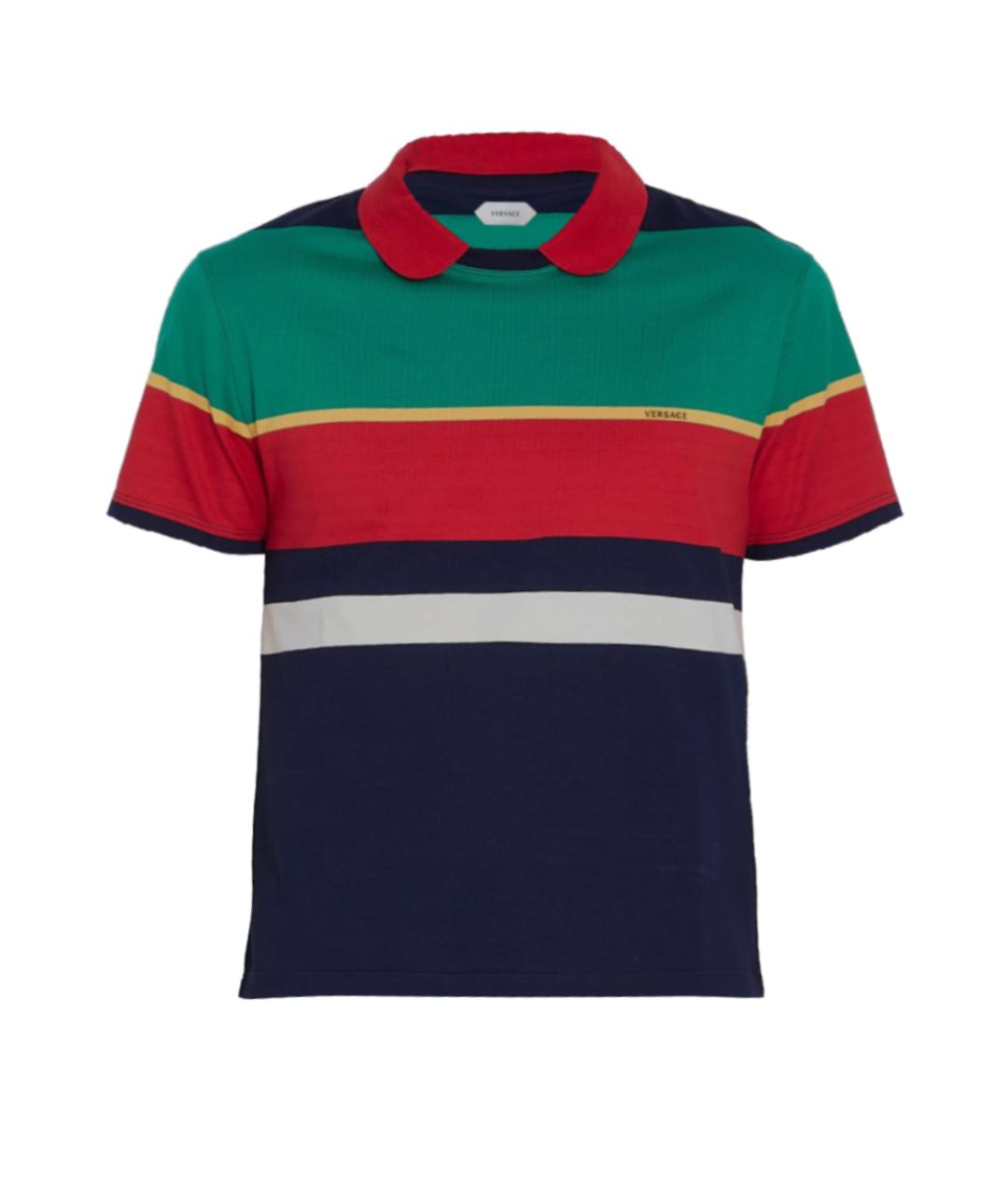 VERSACE Мульти хлопковое поло с коротким рукавом, фото 1