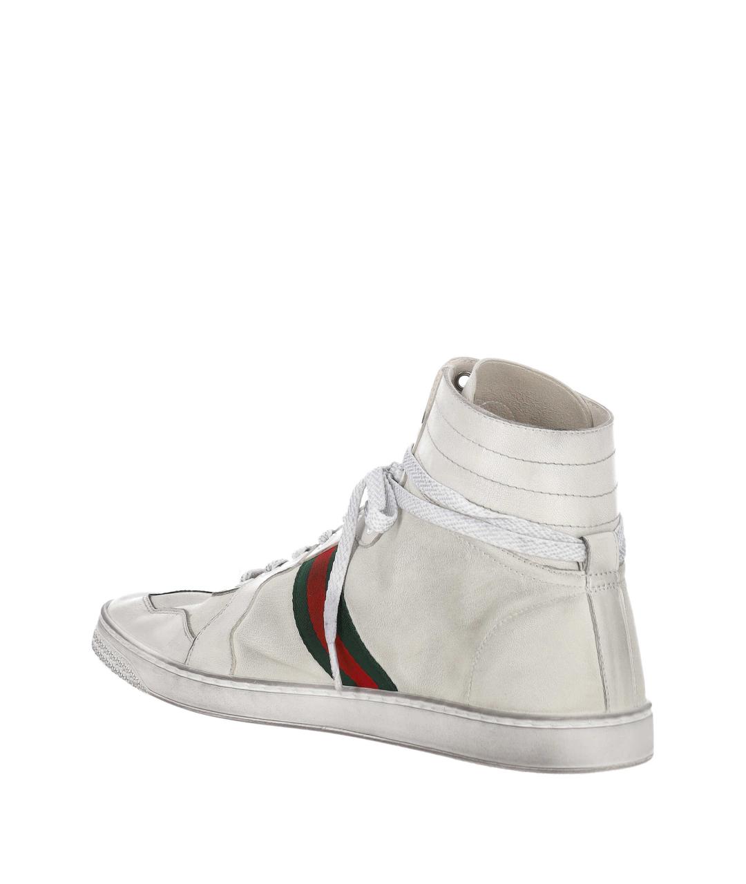 GUCCI Белые кожаные высокие кроссовки / кеды, фото 3