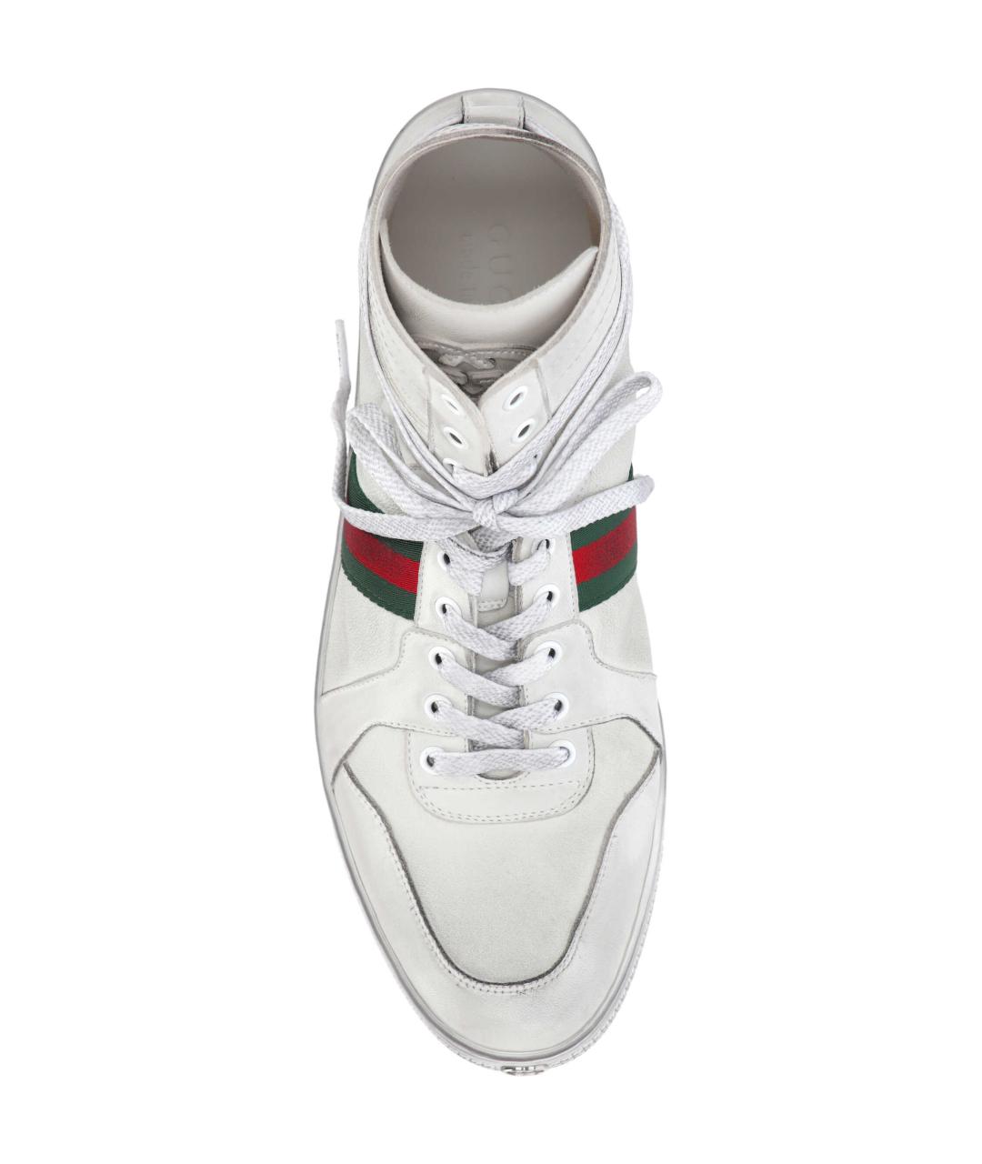 GUCCI Белые кожаные высокие кроссовки / кеды, фото 4