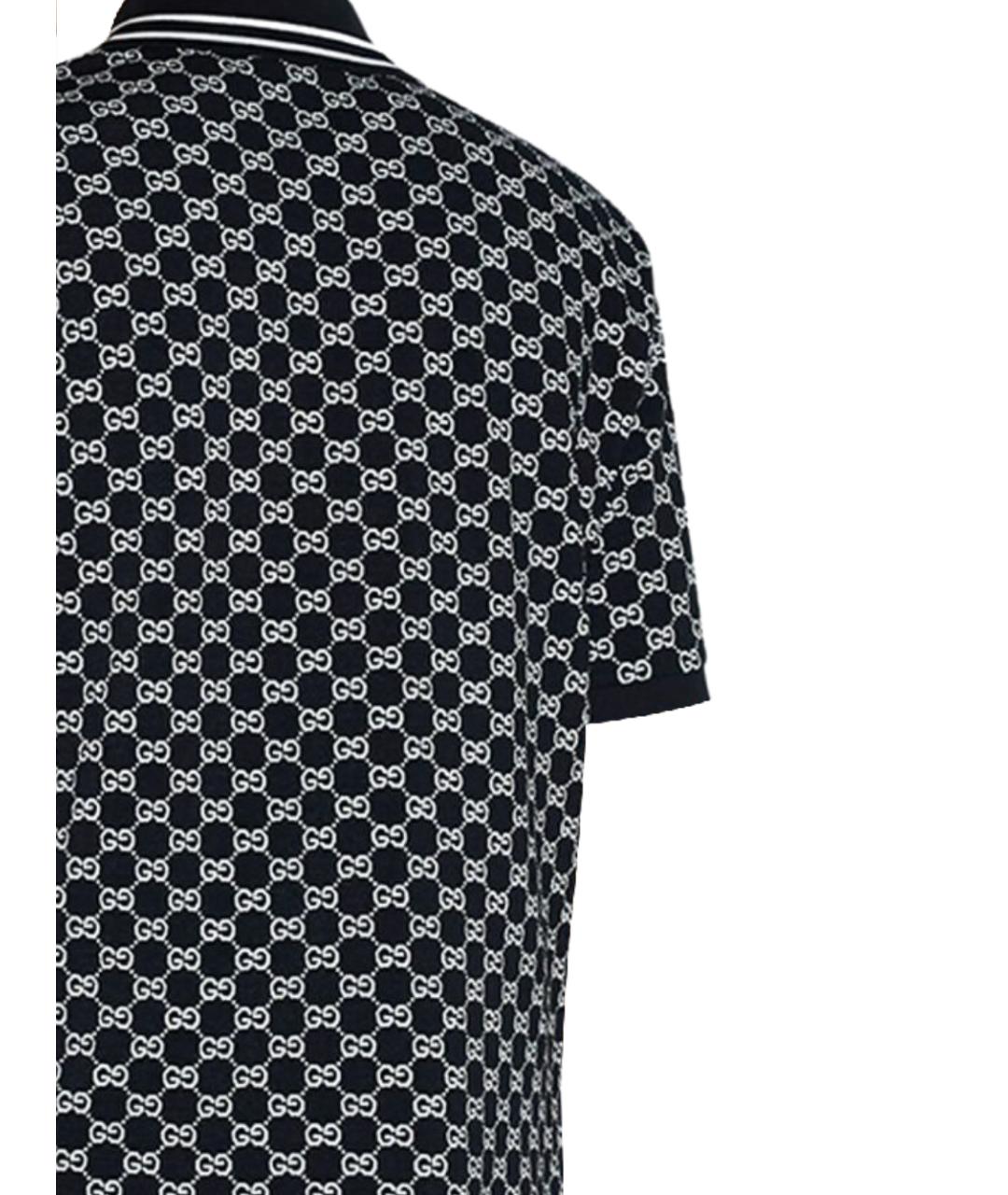 GUCCI Темно-синее хлопковое поло с коротким рукавом, фото 3