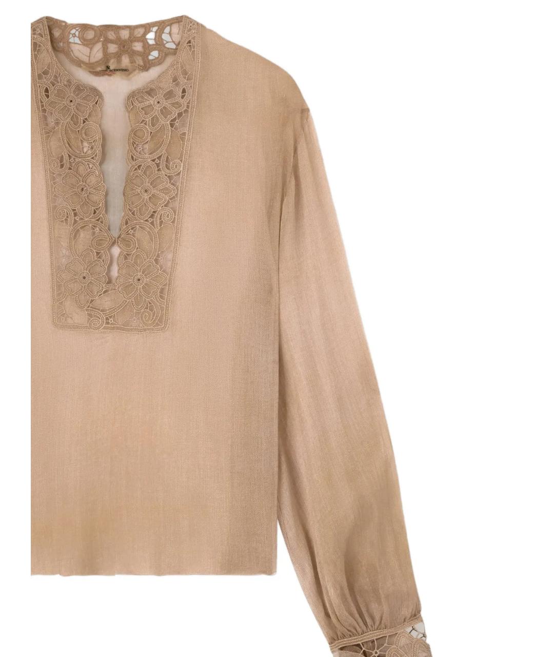 ERMANNO SCERVINO Бежевая шелковая рубашка, фото 2