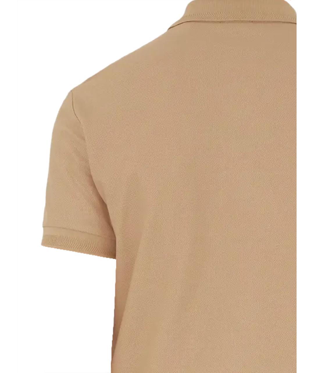 BURBERRY Бежевое хлопковое поло с коротким рукавом, фото 3