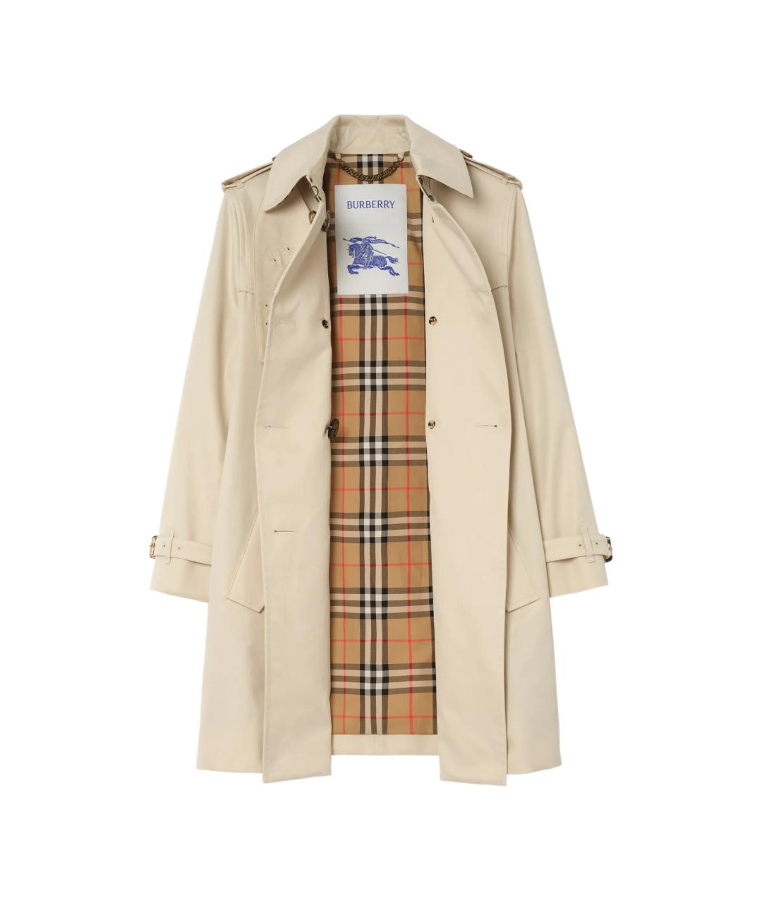BURBERRY Бежевый хлопковый тренч/плащ, фото 5