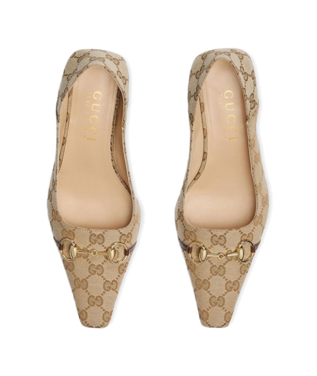 GUCCI Бежевые текстильные туфли, фото 4