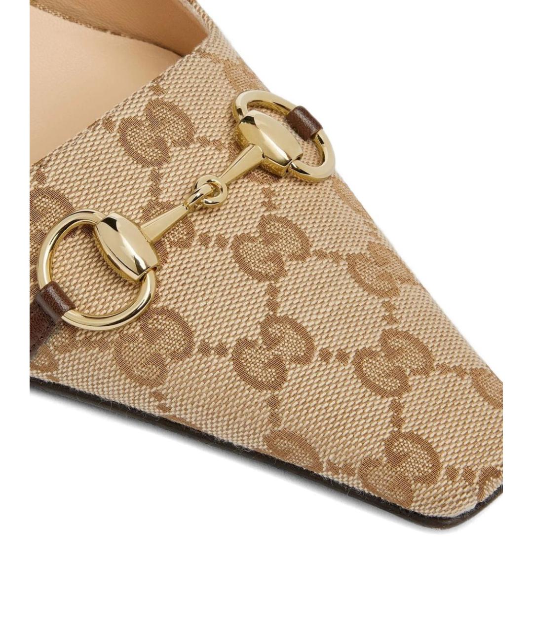 GUCCI Бежевые текстильные туфли, фото 5