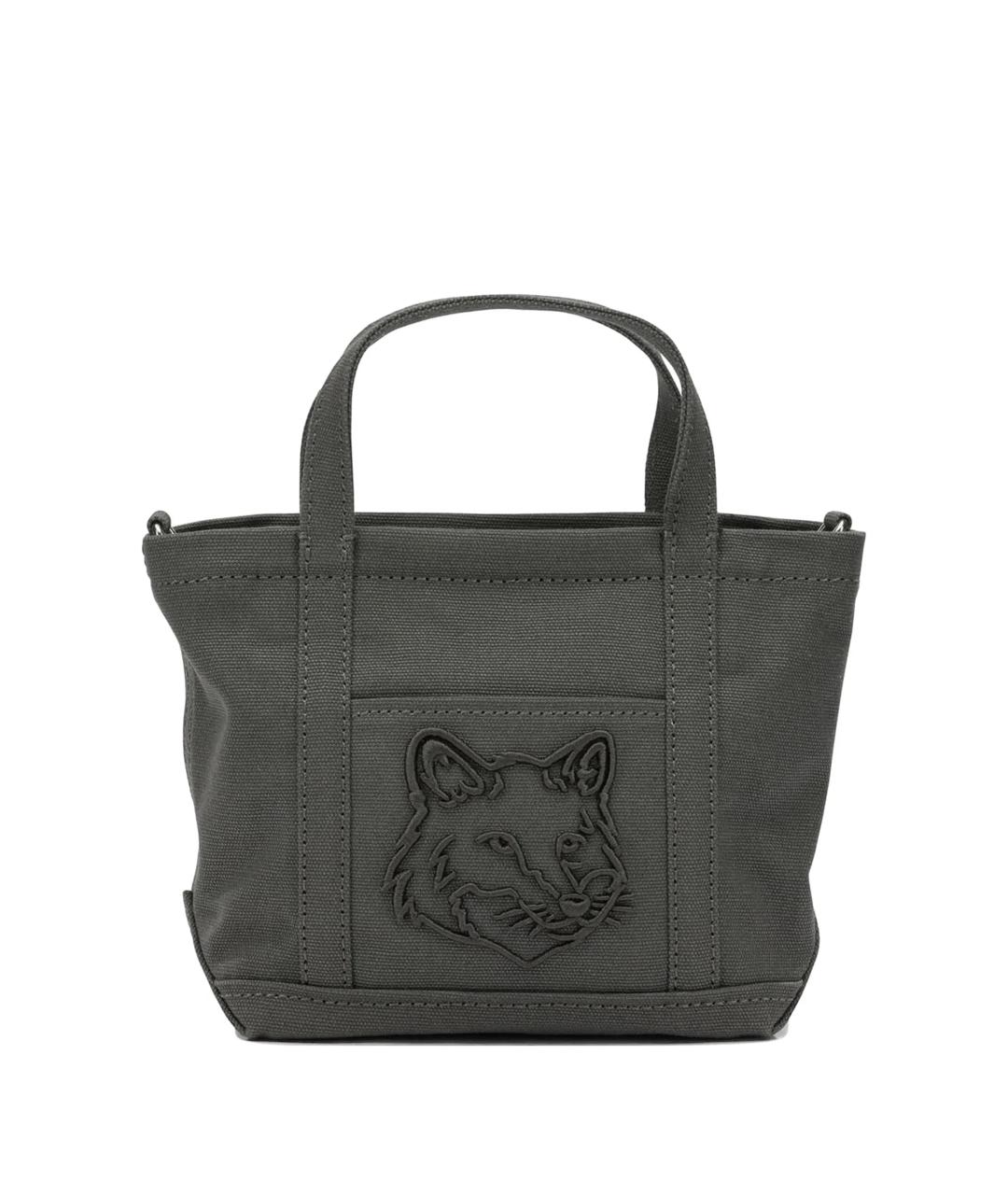 MAISON KITSUNE Серая хлопковая сумка тоут, фото 1