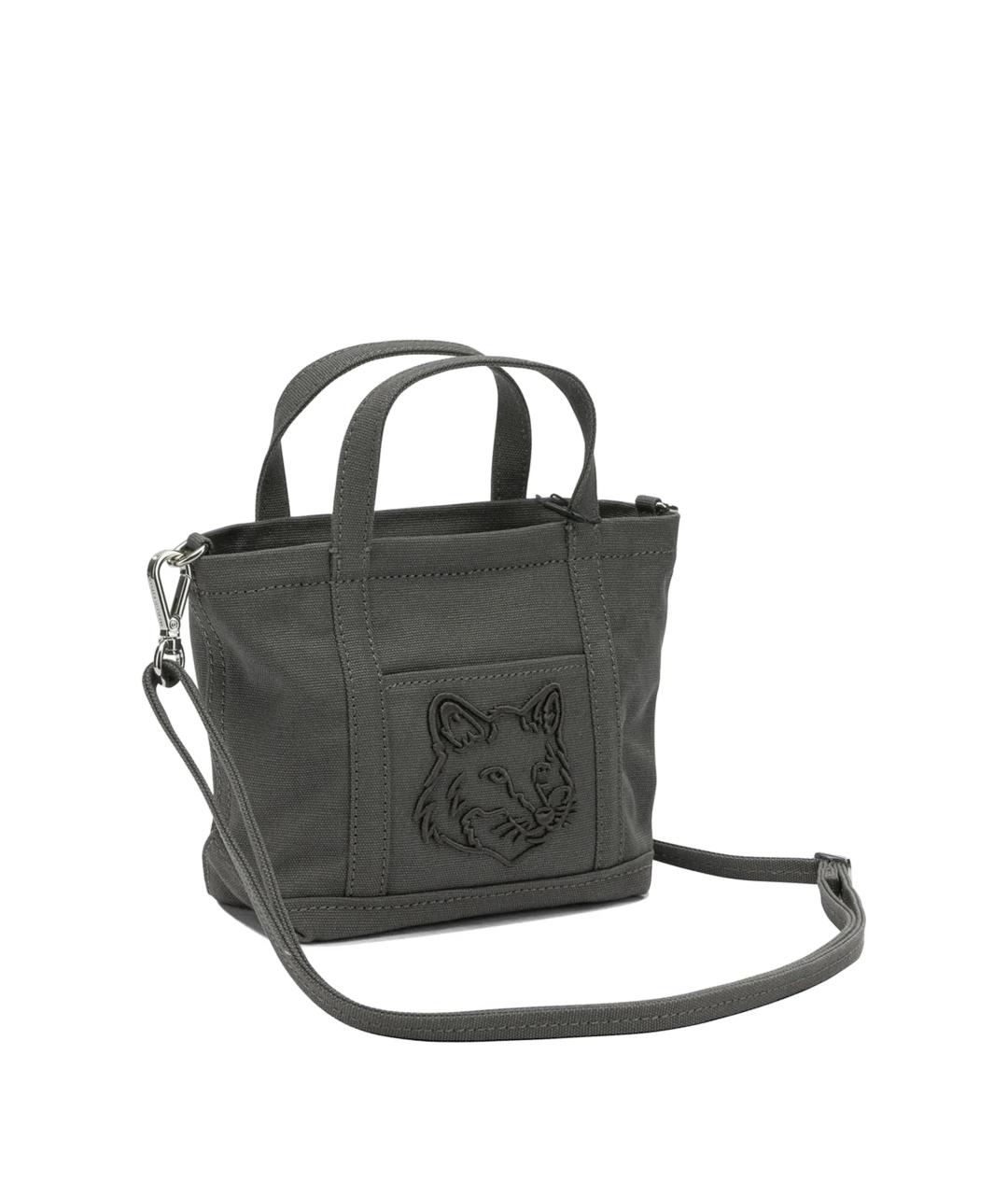 MAISON KITSUNE Серая хлопковая сумка тоут, фото 2