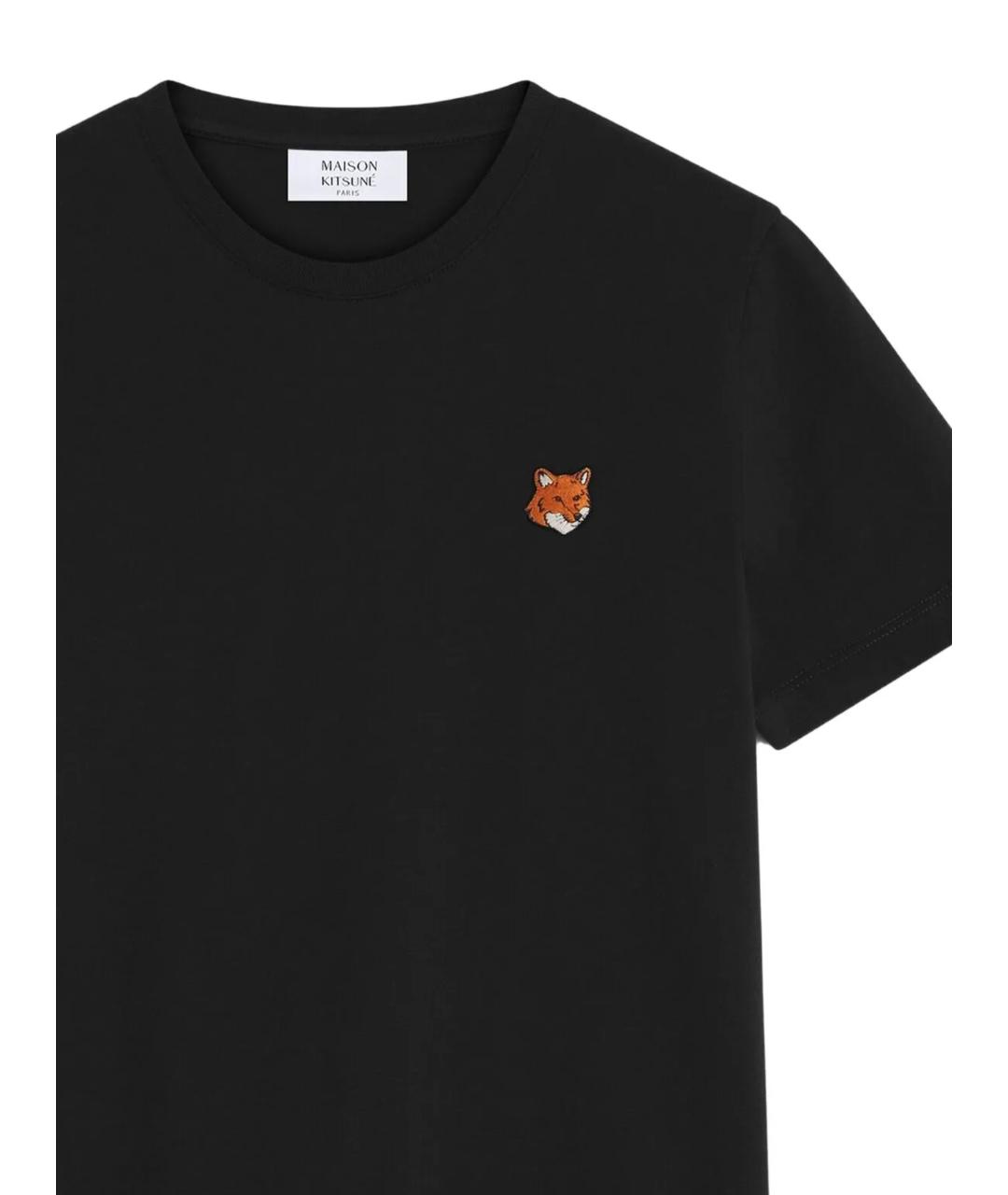 MAISON KITSUNE Черная хлопковая футболка, фото 2