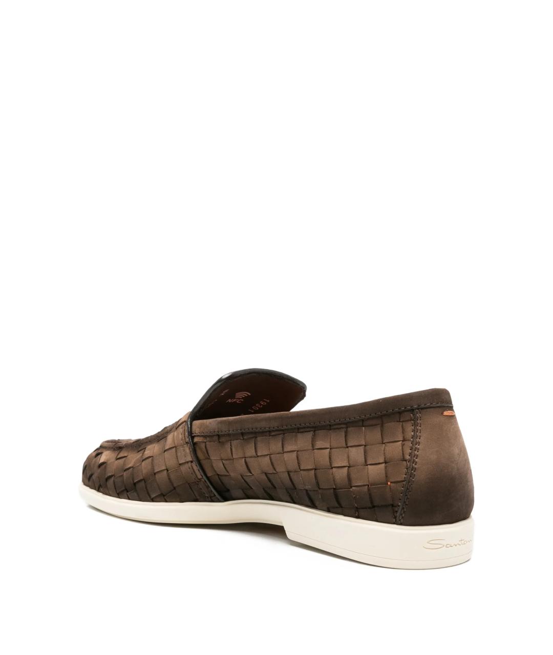 SANTONI Коричневые кожаные лоферы, фото 3