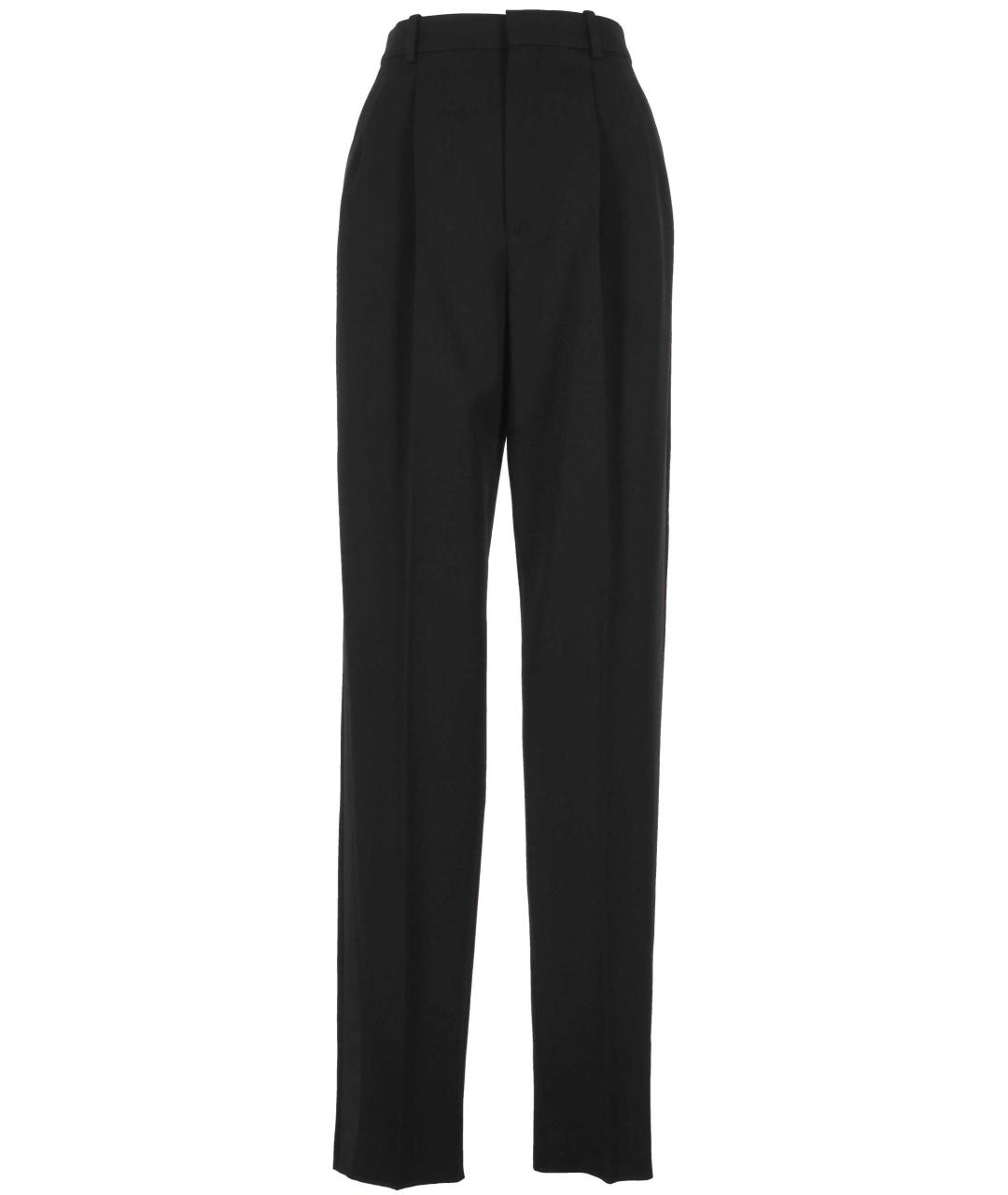 SAINT LAURENT Черные шерстяные прямые брюки, фото 1