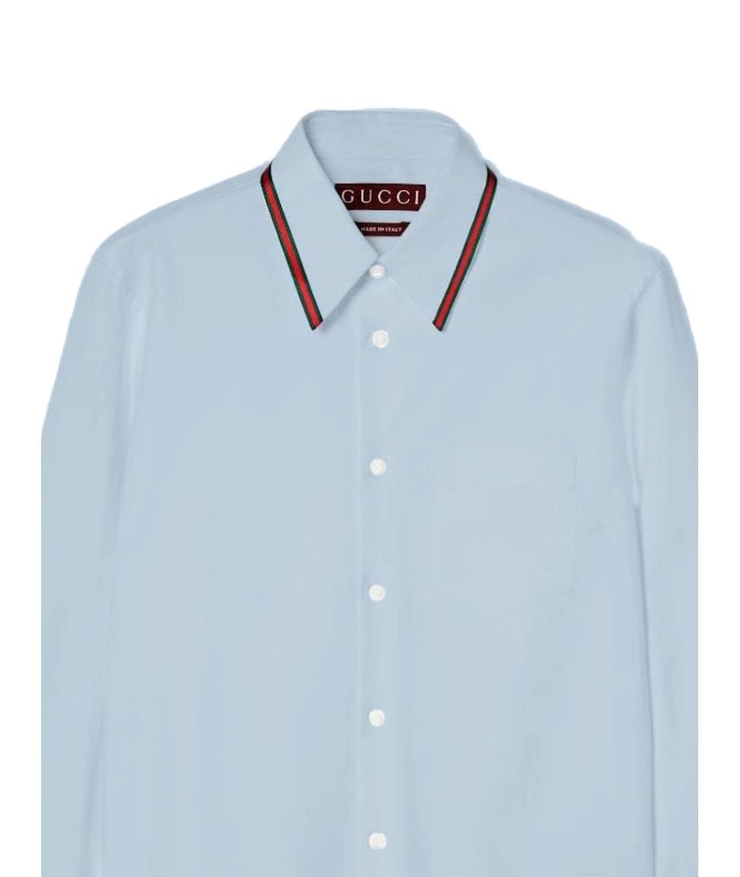 GUCCI Голубая хлопковая кэжуал рубашка, фото 2